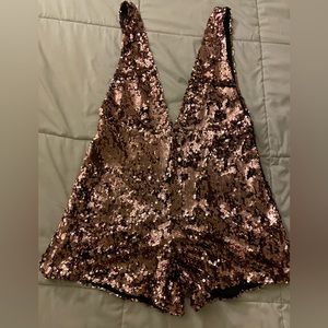 Pink sequin romper size M